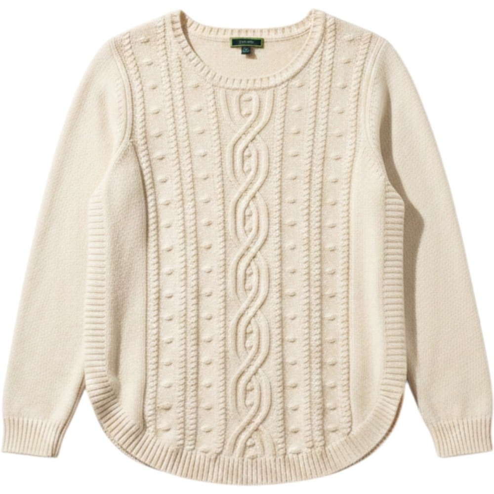 C. Wonder Sweater Cream M Womens Cable Knit Wool Blend Pullover
